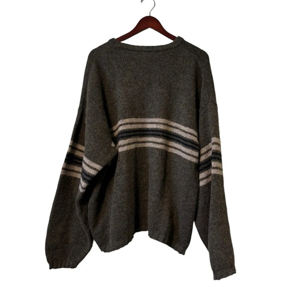 Vintage Men’s BKE Wool Green Striped Sweater- Size XL Made in USA - Picture 2 of 5